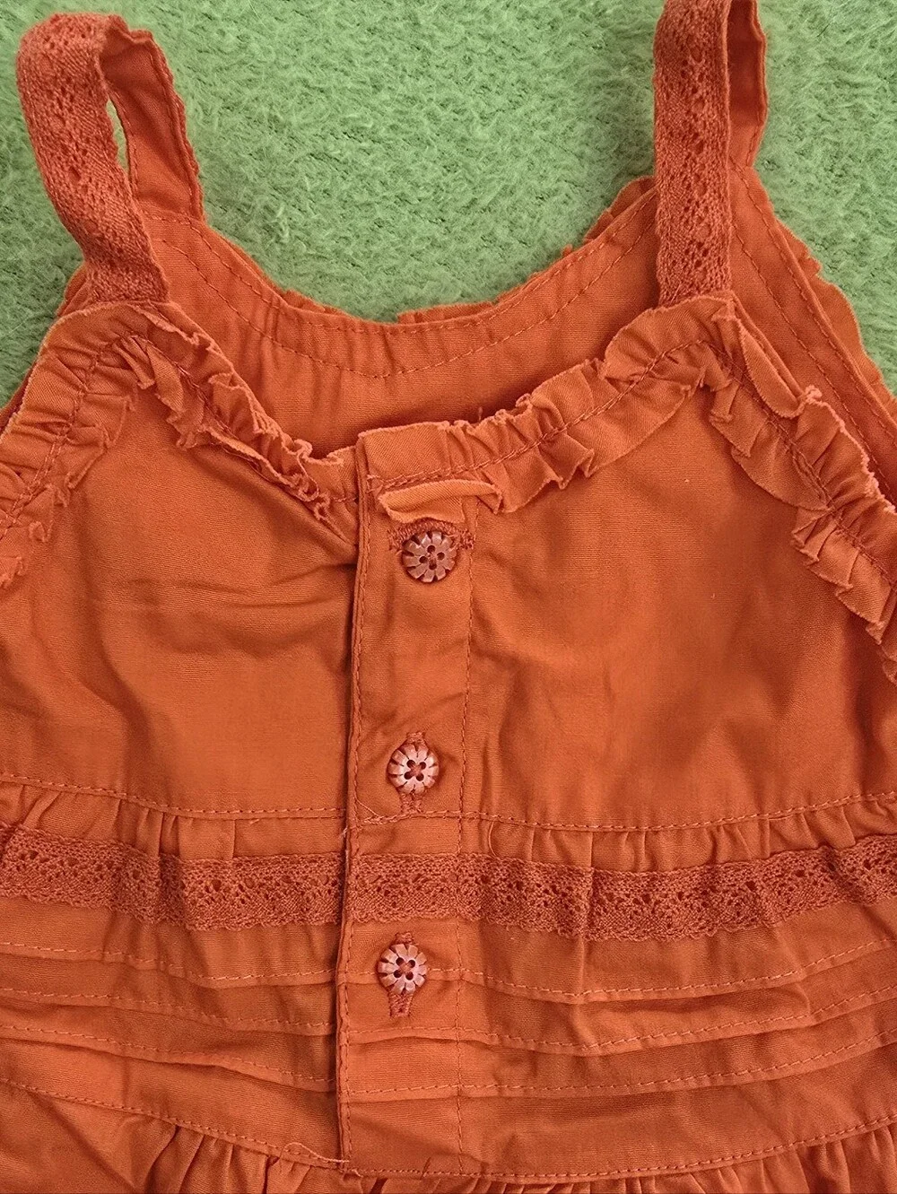 NWT  0-3M  Baby Girls -2P SUNDRESS Bright ORANGE Flowers - Ruffle + Panties (Q5)